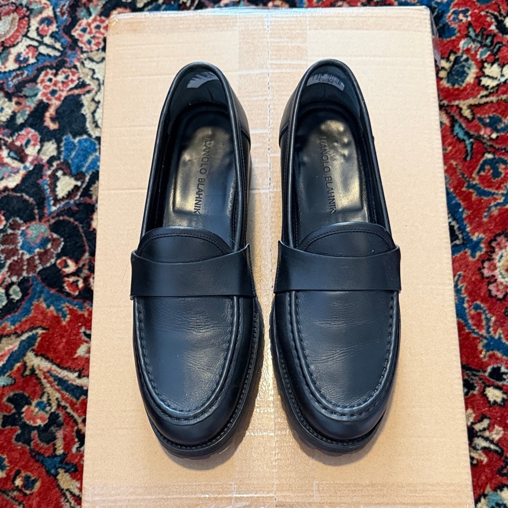 Manolo Blahnik Classic Black Loafers